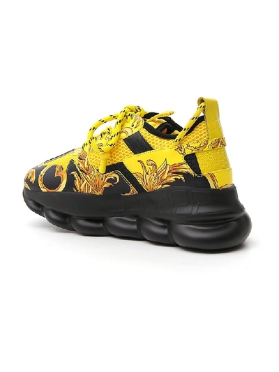 Shop Versace Baroque Printed Chunky Sole Sneakers In Gold Black