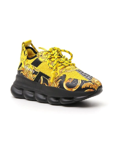 Shop Versace Baroque Printed Chunky Sole Sneakers In Gold Black