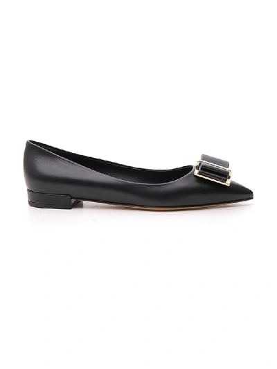 Shop Ferragamo Salvatore  Bow Detail Ballerinas In Black