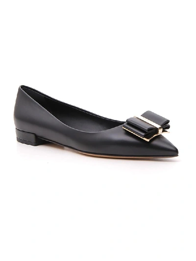 Shop Ferragamo Salvatore  Bow Detail Ballerinas In Black