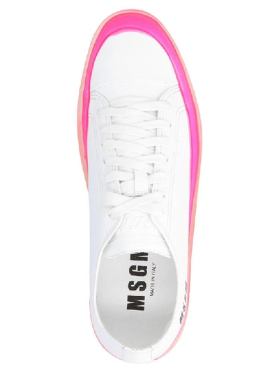 Shop Msgm Contrast Platform Logo Printed Sneakers In White