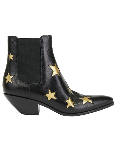 Shop Saint Laurent West Star Ankle Boots In Black