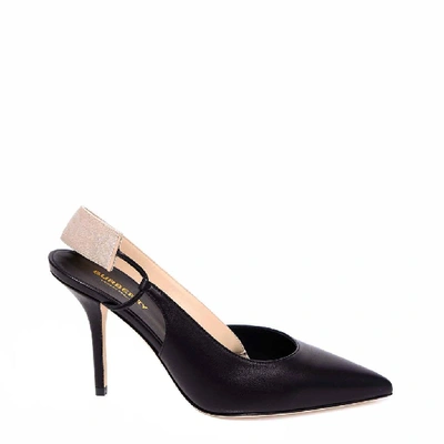 Shop Burberry Logo Slingback Pumps In Black