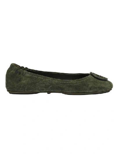 Shop Tory Burch Minnie Logo Ballerinas In Green