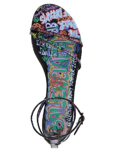 Shop Balenciaga Graffiti Print Sandals In Multi