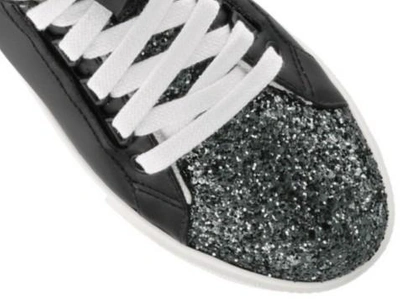 Shop Miu Miu Glitter High Top Sneakers In Black