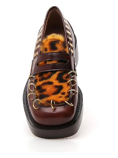 Shop Marni Pierced Animalier Print Loafers In Multi