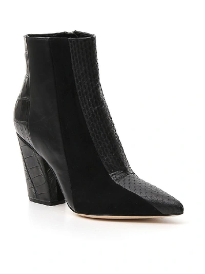 Shop Sergio Rossi Panelled Block Heel Boots In Black