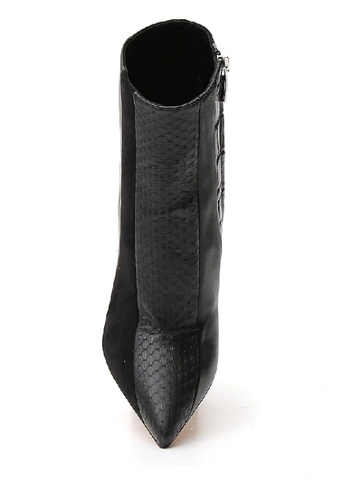 Shop Sergio Rossi Panelled Block Heel Boots In Black