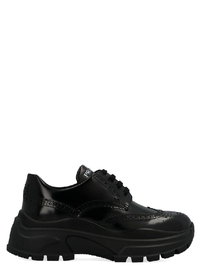 Shop Prada Derby Platform Shoes In Black