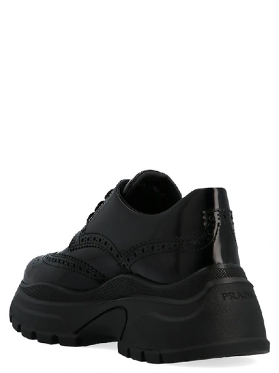 Shop Prada Derby Platform Shoes In Black