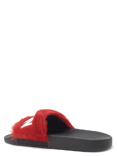 Shop Dsquared2 Icon Fur Slides In Red