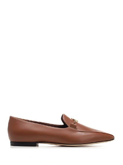 Shop Burberry Tb Logo Loafers In Brown