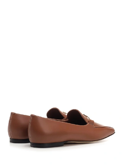 Shop Burberry Tb Logo Loafers In Brown