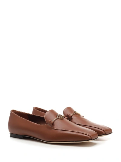 Shop Burberry Tb Logo Loafers In Brown
