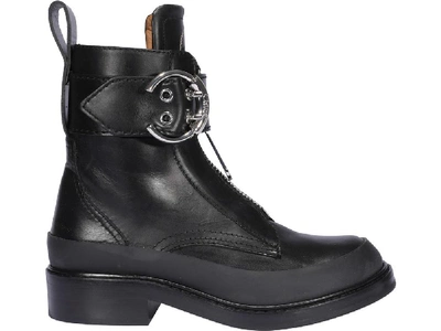 Shop Chloé Roy Zipped Buckle Ankle Boots In Black