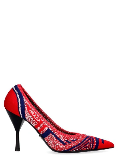 Shop Prada Mouline Resort Pumps In Red