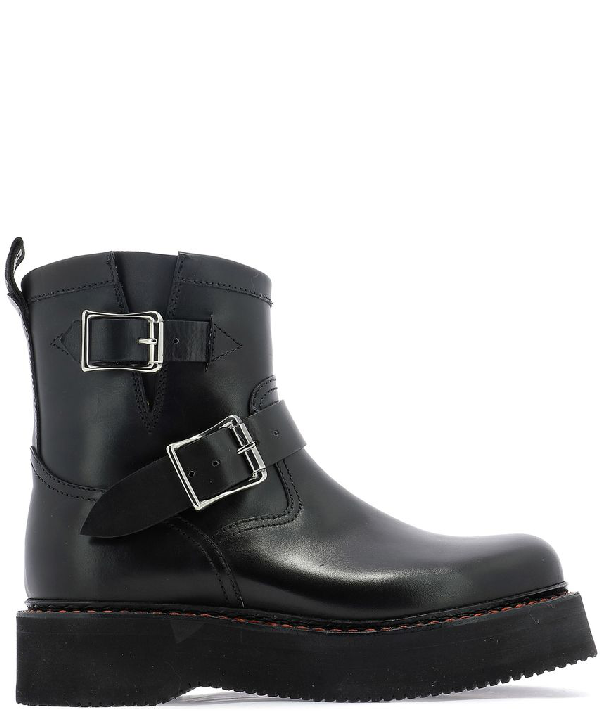 black platform biker boots