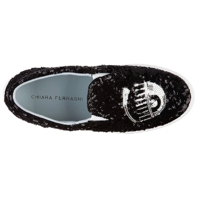 Shop Chiara Ferragni Flirting Eyes Slip On Sneakers In Black