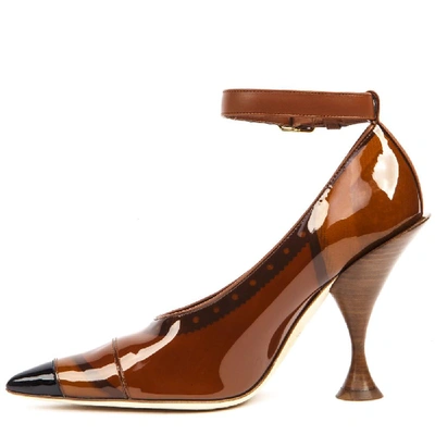 Shop Burberry Pointed Toe Ankle Strap Pumps In Brown