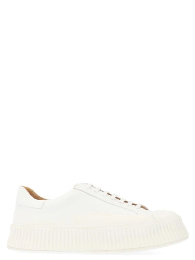 Shop Jil Sander Platform Lace Up Sneakers In White