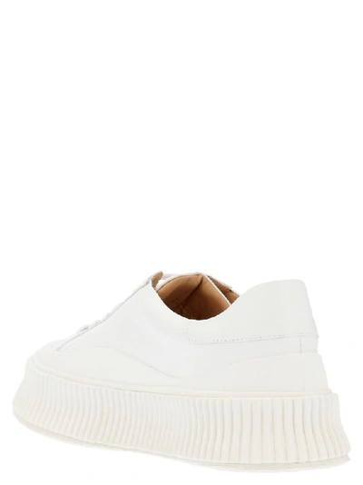 Shop Jil Sander Platform Lace Up Sneakers In White