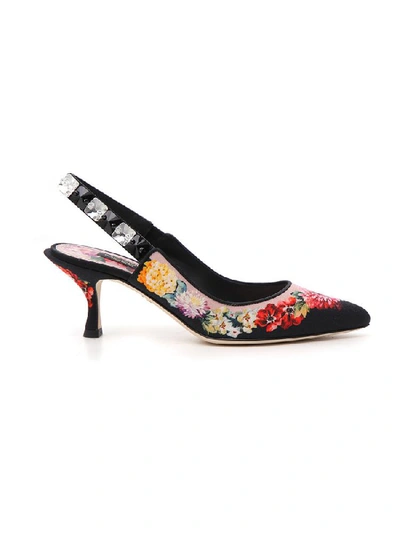 Shop Dolce & Gabbana Floral Print Slingback Pumps In Multi