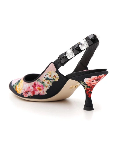 Shop Dolce & Gabbana Floral Print Slingback Pumps In Multi