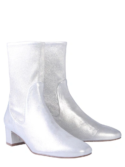 Shop Stuart Weitzman Metallic Effect Heeled Ankle Boots In Silver