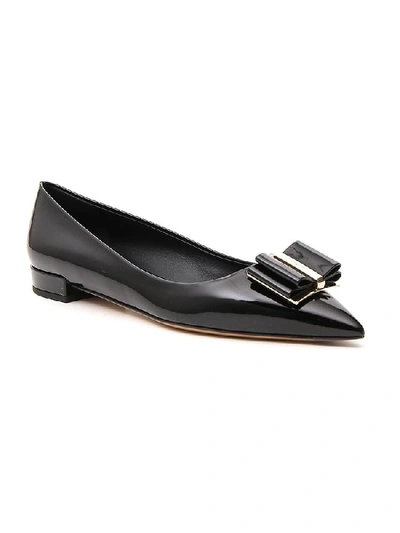 Shop Ferragamo Salvatore  Bow Flat Shoes In Black