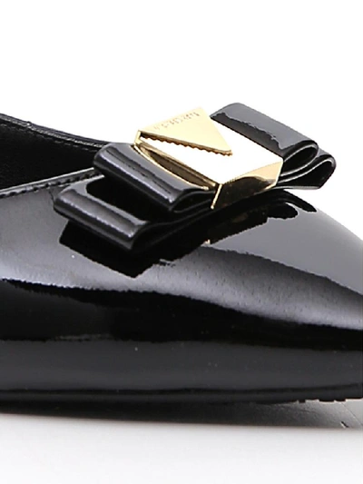 Shop Michael Michael Kors Carlson Bow Flat Shoes In Black