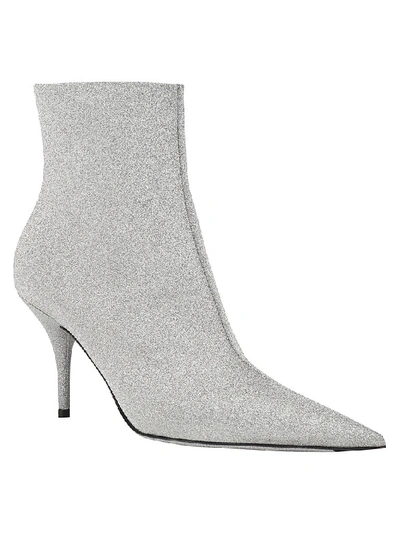 Shop Balenciaga Knife Glitter Boots In Silver