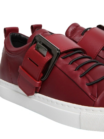 Shop Lanvin Buckled Sneakers In Red