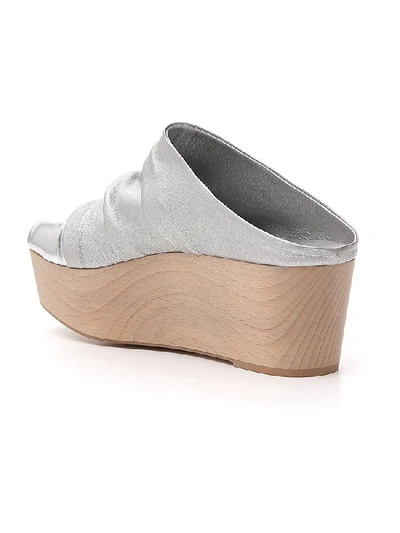 Shop Rick Owens Ruched Platform Mules In Silver