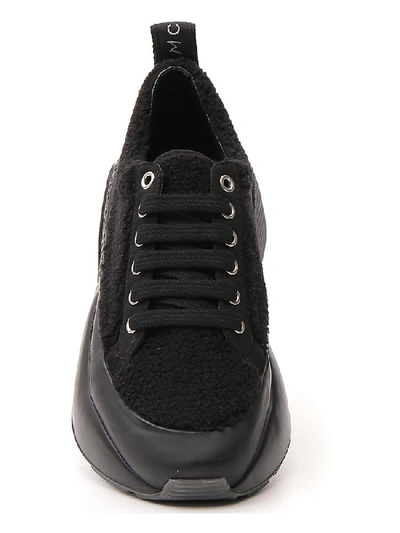 Shop Stella Mccartney Curled Effect Logo Pull Tab Low Top Sneakers In Black
