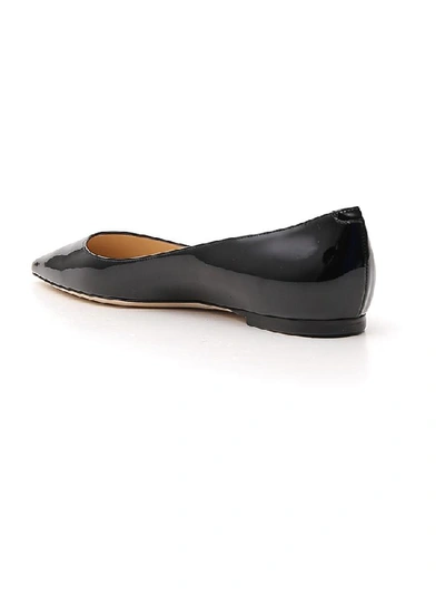 Shop Jimmy Choo Romy Patent Flat Shoes In Black