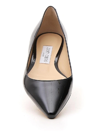 Shop Jimmy Choo Romy Patent Flat Shoes In Black