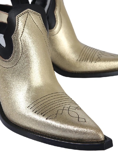 Shop Maison Margiela Cut Out Ankle Boots In Gold