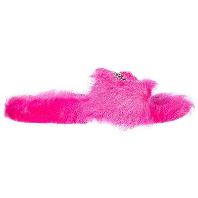 Shop Chiara Ferragni Flirting Furry Slides In Pink