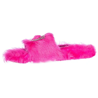 Shop Chiara Ferragni Flirting Furry Slides In Pink