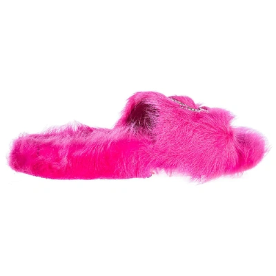 Shop Chiara Ferragni Flirting Furry Slides In Pink