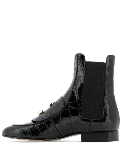 Shop Chloé C Crocodile Effect Ankle Boots In Black