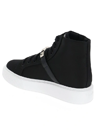 Shop Prada Strap Detail Sneakers In Black