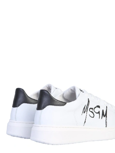 Shop Msgm Logo Print Sneakers In White