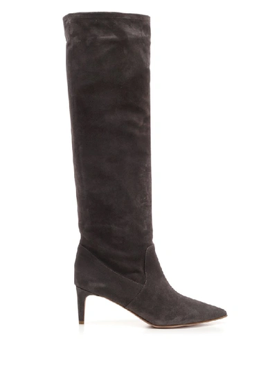 Shop Red Valentino Pointed Toe Calf High Boots In Grey