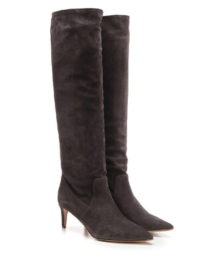 Shop Red Valentino Pointed Toe Calf High Boots In Grey