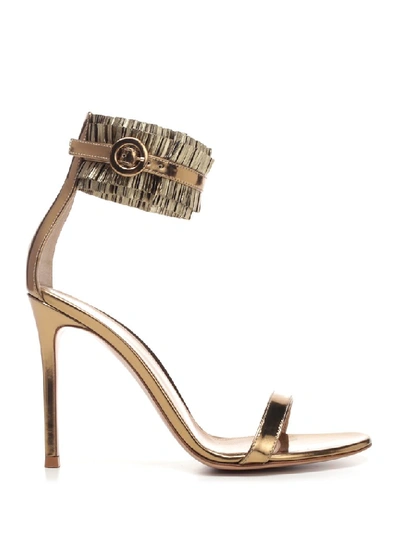 Shop Gianvito Rossi Metallic Ankle Strap Detail Sandals In Gold