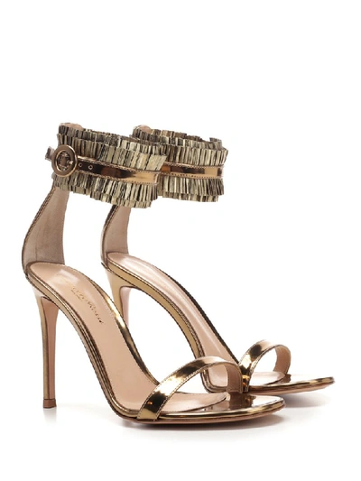 Shop Gianvito Rossi Metallic Ankle Strap Detail Sandals In Gold