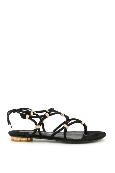 Ferragamo Metallic Strap Sandals In Black | ModeSens