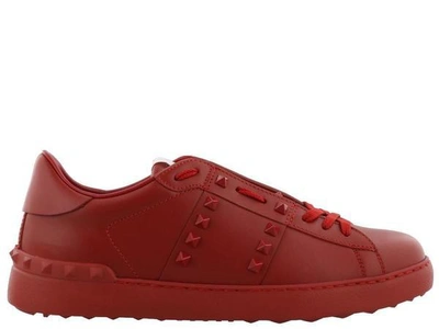 Shop Valentino Garavani Rockstud Open Sneakers In Red